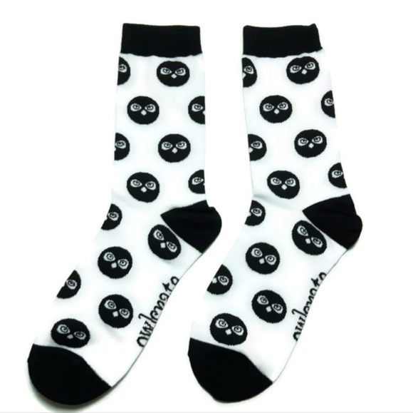 Owlcrate Socks Adult Women's Small Black White Owl Pattern Cotton Blend New - Picture 2 of 7